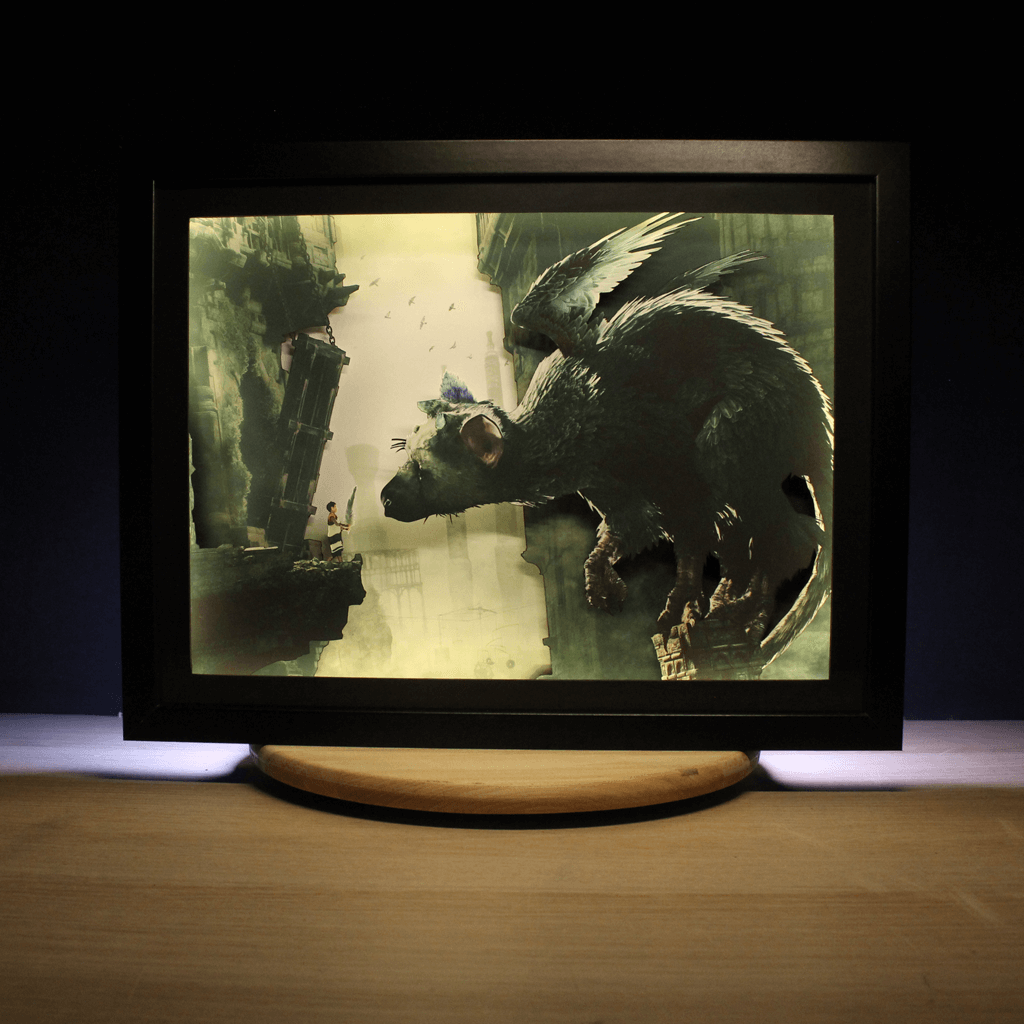 Dioramax - Cadre lumineux LED The last Guardian | Déco Gaming-room | Tableau lumineux | Affiche jeux vidéo | Idée cadeau gamer | Retro-gaming