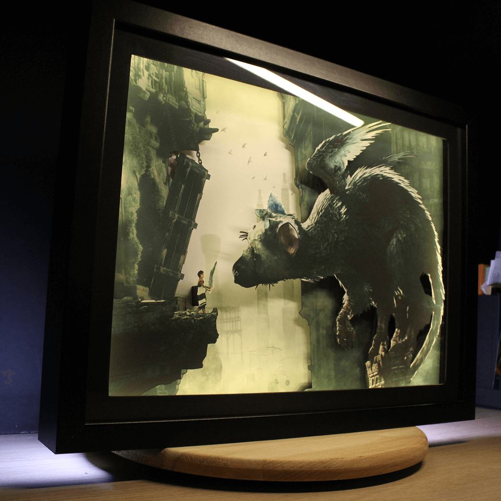 Dioramax - Cadre lumineux LED The last Guardian | Déco Gaming-room | Tableau lumineux | Affiche jeux vidéo | Idée cadeau gamer | Retro-gaming