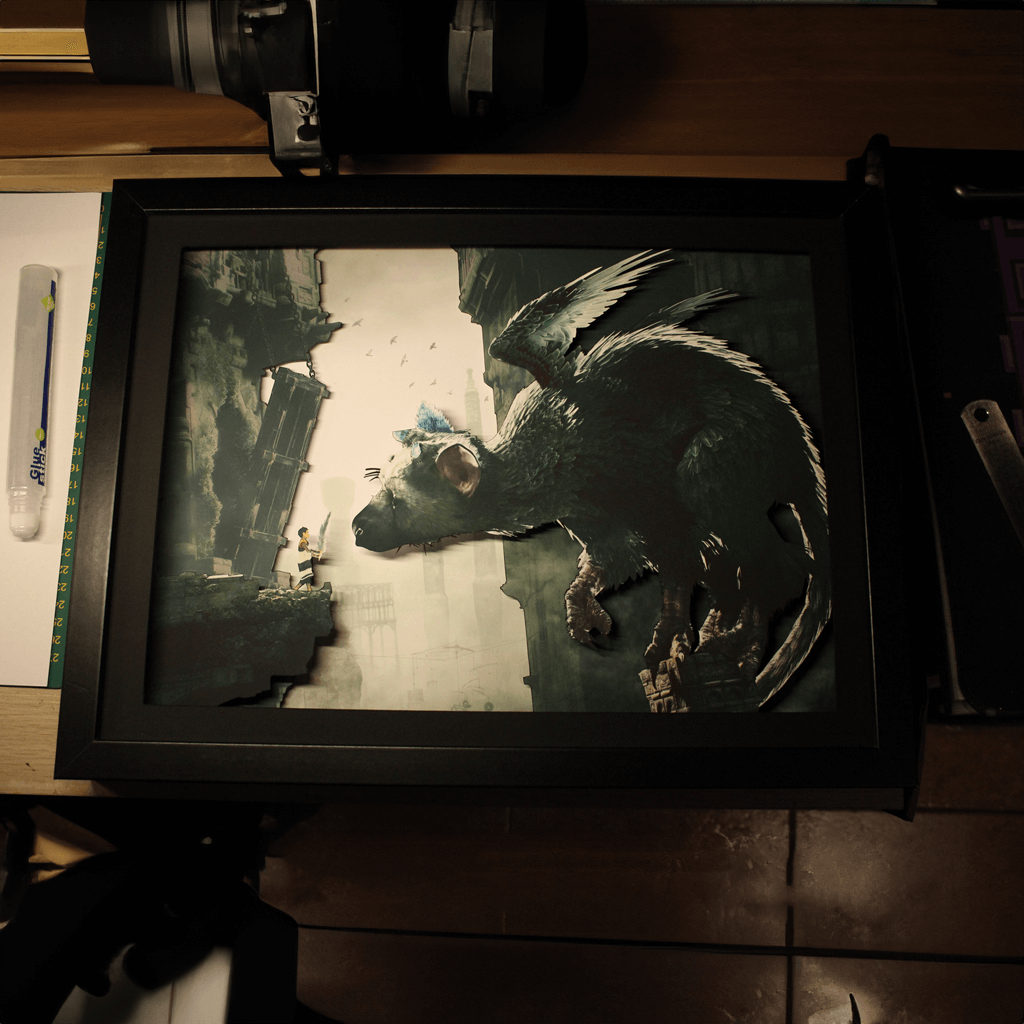 Dioramax - Cadre lumineux LED The last Guardian | Déco Gaming-room | Tableau lumineux | Affiche jeux vidéo | Idée cadeau gamer | Retro-gaming