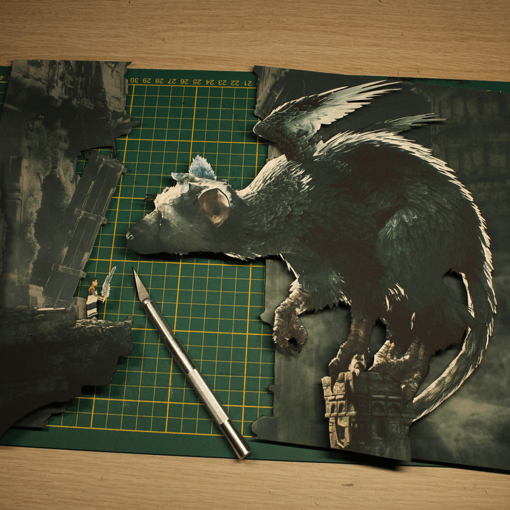 Dioramax - Cadre lumineux LED The last Guardian | Déco Gaming-room | Tableau lumineux | Affiche jeux vidéo | Idée cadeau gamer | Retro-gaming