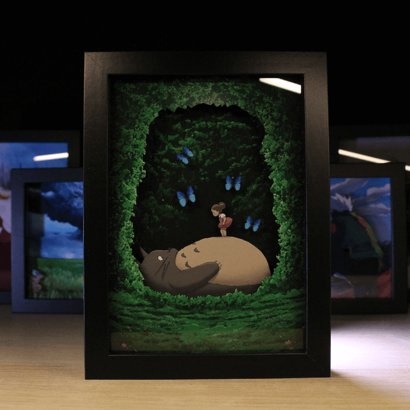 Dioramax - Cadre lumineux LED Totoro | Déco Gaming-room | Tableau lumineux | Affiche jeux vidéo | Idée cadeau gamer | Retro-gaming