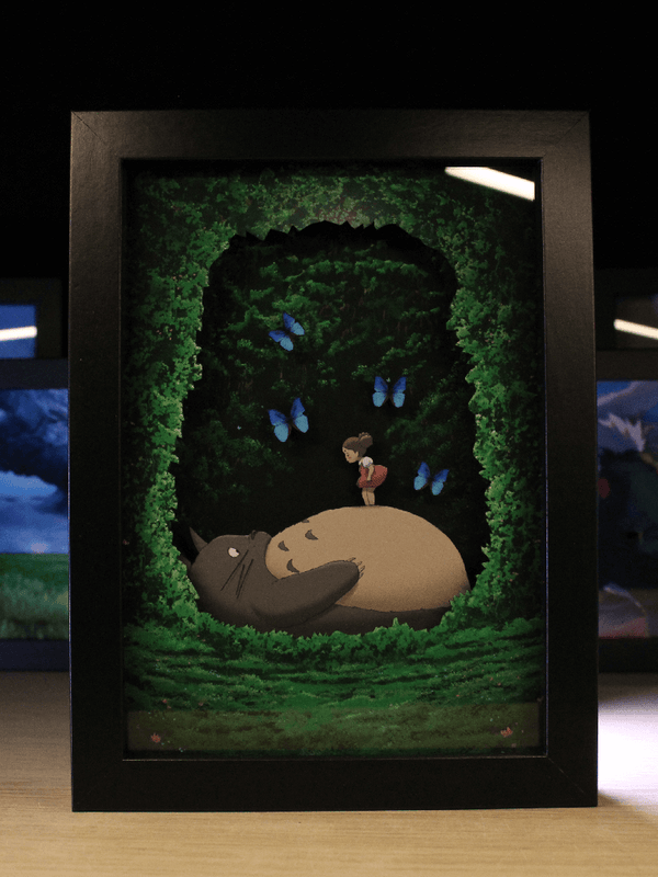 Dioramax - Cadre lumineux LED Totoro | Déco Gaming-room | Tableau lumineux | Affiche jeux vidéo | Idée cadeau gamer | Retro-gaming