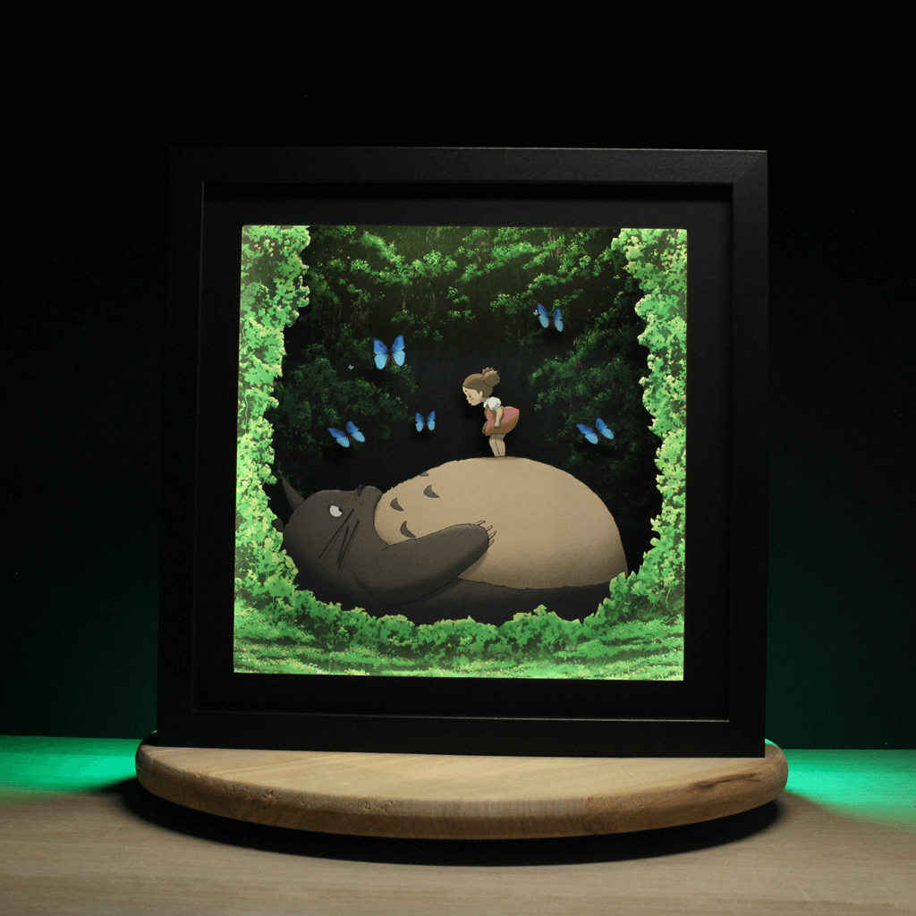 Dioramax - Cadre lumineux LED Totoro | Déco Gaming-room | Tableau lumineux | Affiche jeux vidéo | Idée cadeau gamer | Retro-gaming