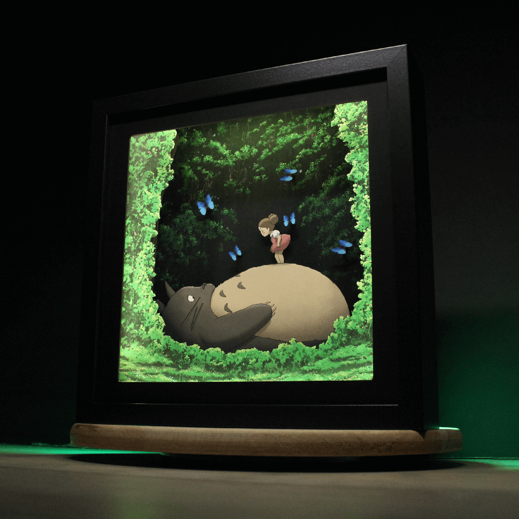 Dioramax - Cadre lumineux LED Totoro | Déco Gaming-room | Tableau lumineux | Affiche jeux vidéo | Idée cadeau gamer | Retro-gaming