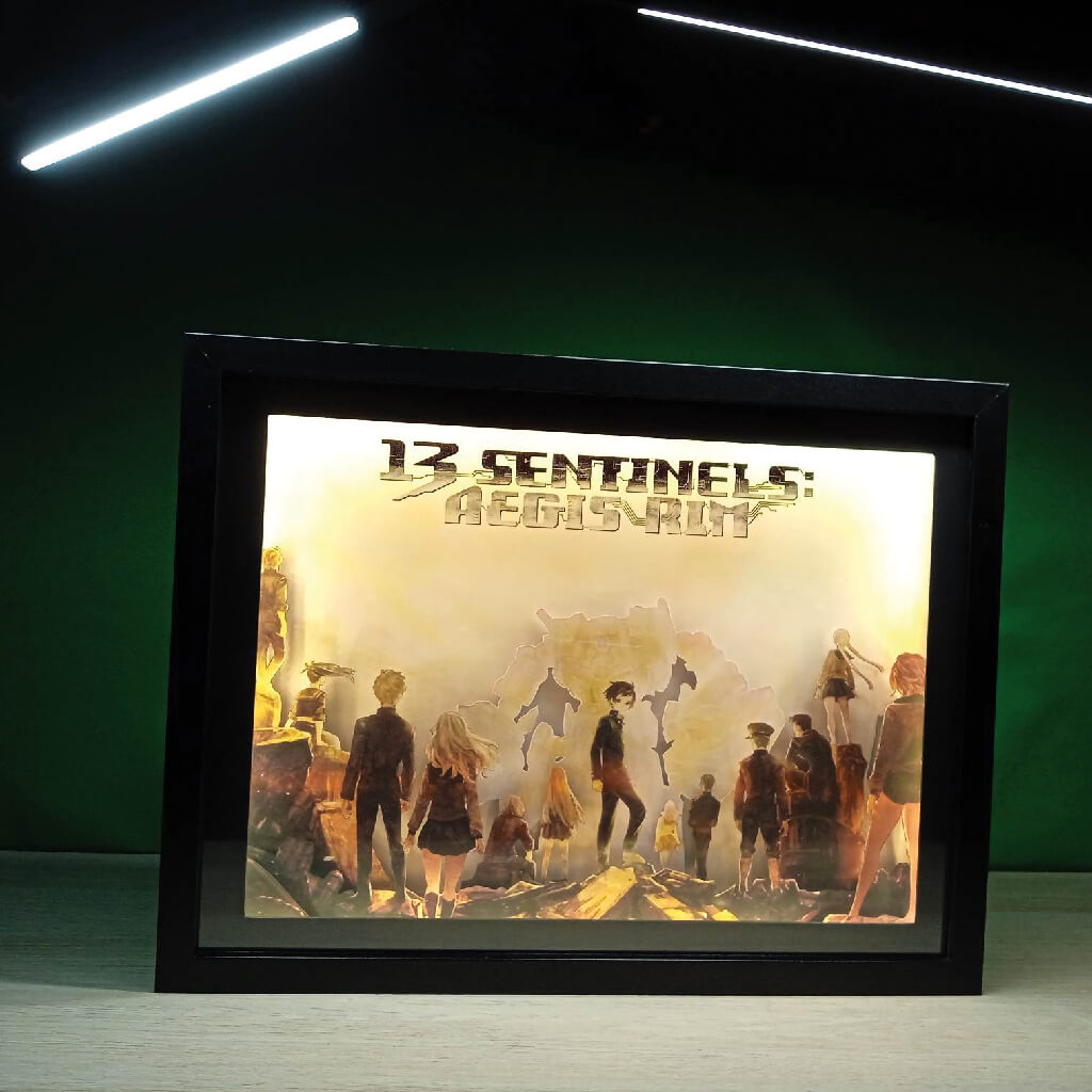 Dioramax - Cadre lumineux LED 13 Sentinels | Déco Gaming-room | Tableau lumineux | Affiche jeux vidéo | Idée cadeau gamer | Retro-gaming