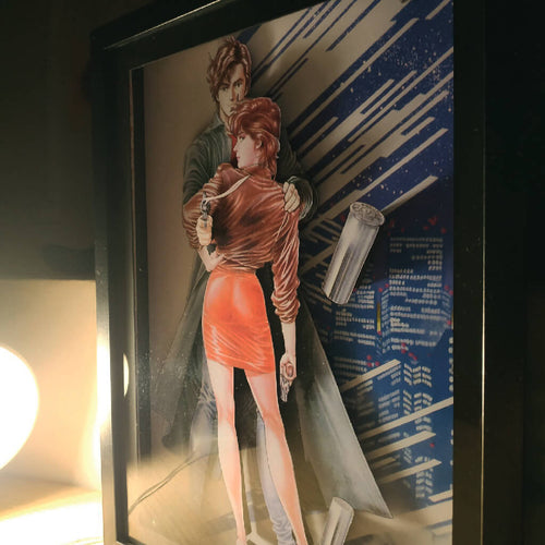 Dioramax - Cadre lumineux LED City Hunter | Déco Gaming-room | Tableau lumineux | Affiche jeux vidéo | Idée cadeau gamer | Retro-gaming