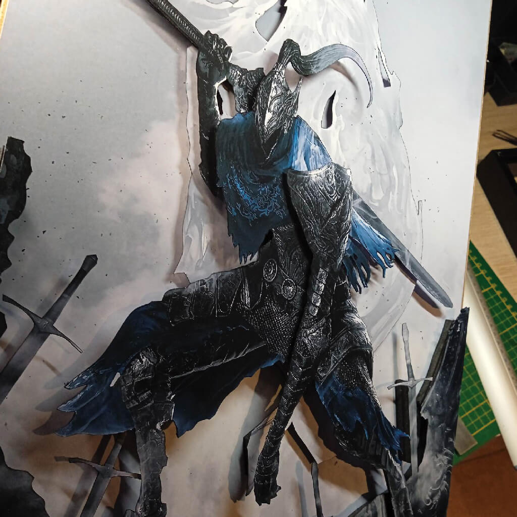 Dioramax - Cadre lumineux LED Dark Souls | Déco Gaming-room | Tableau lumineux | Affiche jeux vidéo | Idée cadeau gamer | Retro-gaming