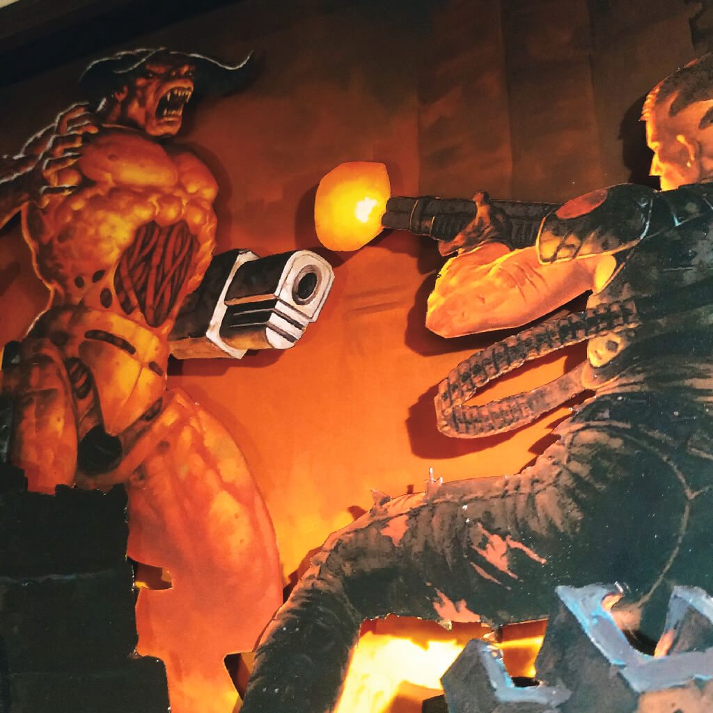 Dioramax - Cadre lumineux LED Doom 2 | Déco Gaming-room | Tableau lumineux | Affiche jeux vidéo | Idée cadeau gamer | Retro-gaming