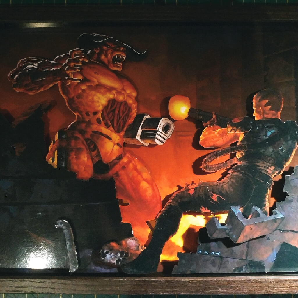 Dioramax - Cadre lumineux LED Doom 2 | Déco Gaming-room | Tableau lumineux | Affiche jeux vidéo | Idée cadeau gamer | Retro-gaming
