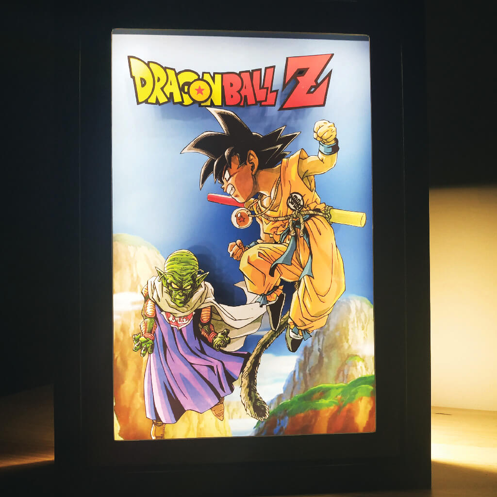 Dioramax - Cadre lumineux LED Dragon Ball | Déco Gaming-room | Tableau lumineux | Affiche jeux vidéo | Idée cadeau gamer | Retro-gaming