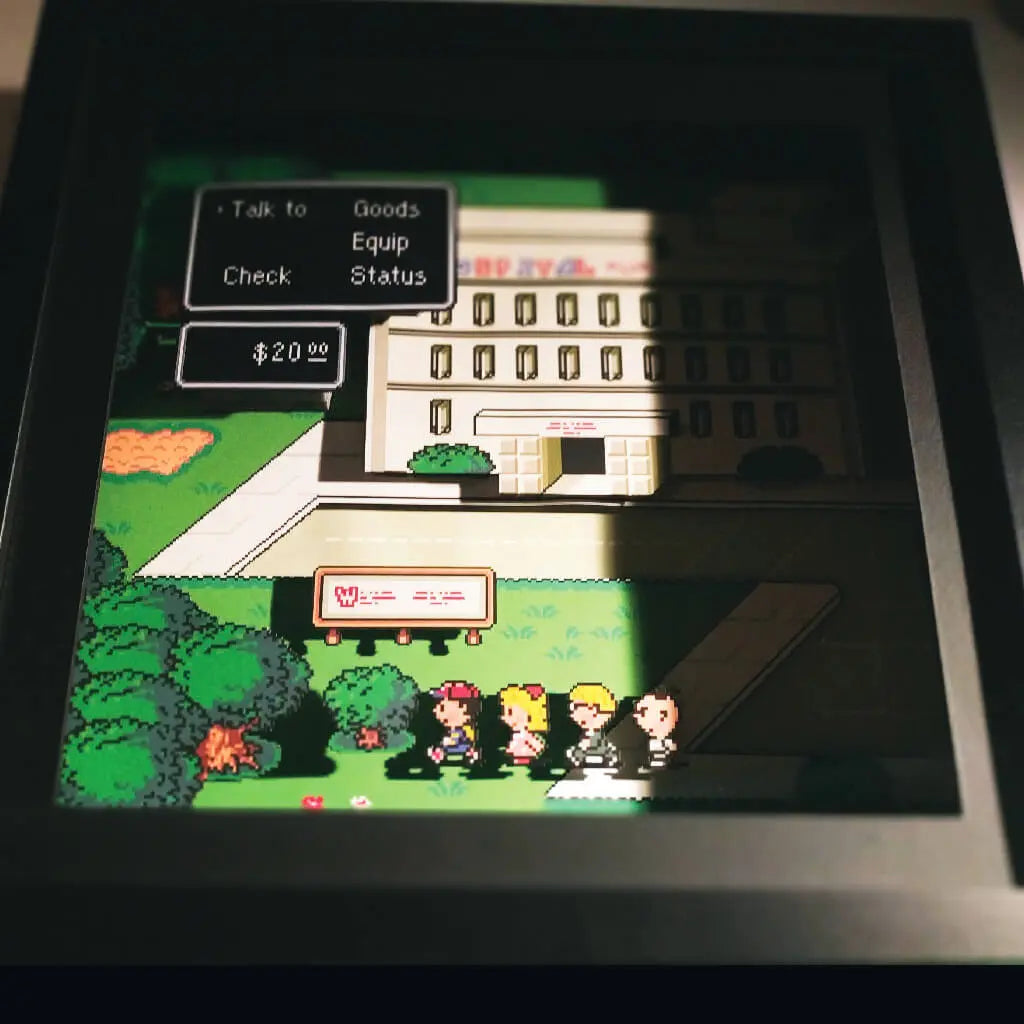 Dioramax - Cadre lumineux LED Erthbound | Déco Gaming-room | Tableau lumineux | Affiche jeux vidéo | Idée cadeau gamer | Retro-gaming