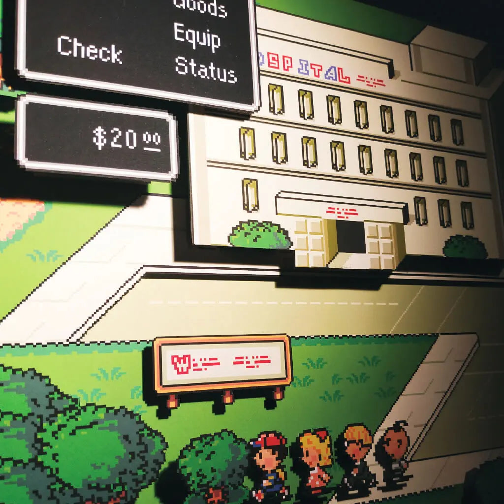Dioramax - Cadre lumineux LED Erthbound | Déco Gaming-room | Tableau lumineux | Affiche jeux vidéo | Idée cadeau gamer | Retro-gaming