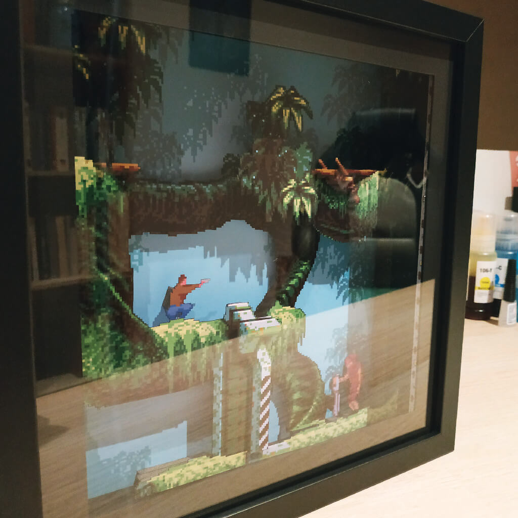 Dioramax - Cadre lumineux LED Flashback | Déco Gaming-room | Tableau lumineux | Affiche jeux vidéo | Idée cadeau gamer | Retro-gaming