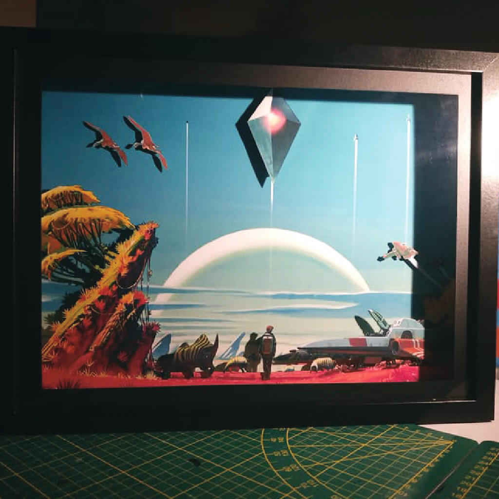 Dioramax - Cadre lumineux LED No man's sky | Déco Gaming-room | Tableau lumineux | Affiche jeux vidéo | Idée cadeau gamer | Retro-gaming