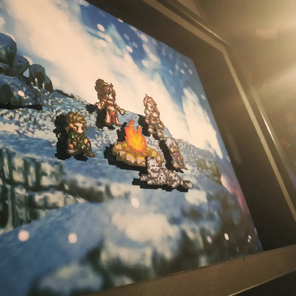 Dioramax - Cadre lumineux LED Octopath Travellers | Déco Gaming-room | Tableau lumineux | Affiche jeux vidéo | Idée cadeau gamer | Retro-gaming