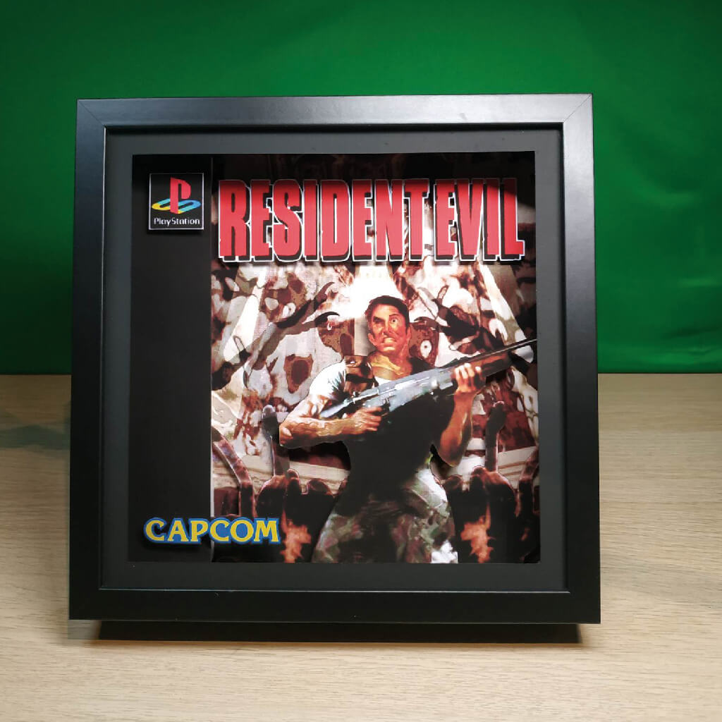 Dioramax - Cadre lumineux LED Resident evil | Déco Gaming-room | Tableau lumineux | Affiche jeux vidéo | Idée cadeau gamer | Retro-gaming