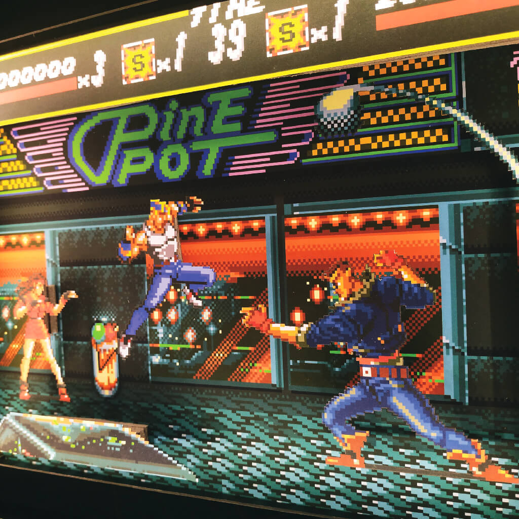 Dioramax - Cadre lumineux LED Street of Rage | Déco Gaming-room | Tableau lumineux | Affiche jeux vidéo | Idée cadeau gamer | Retro-gaming