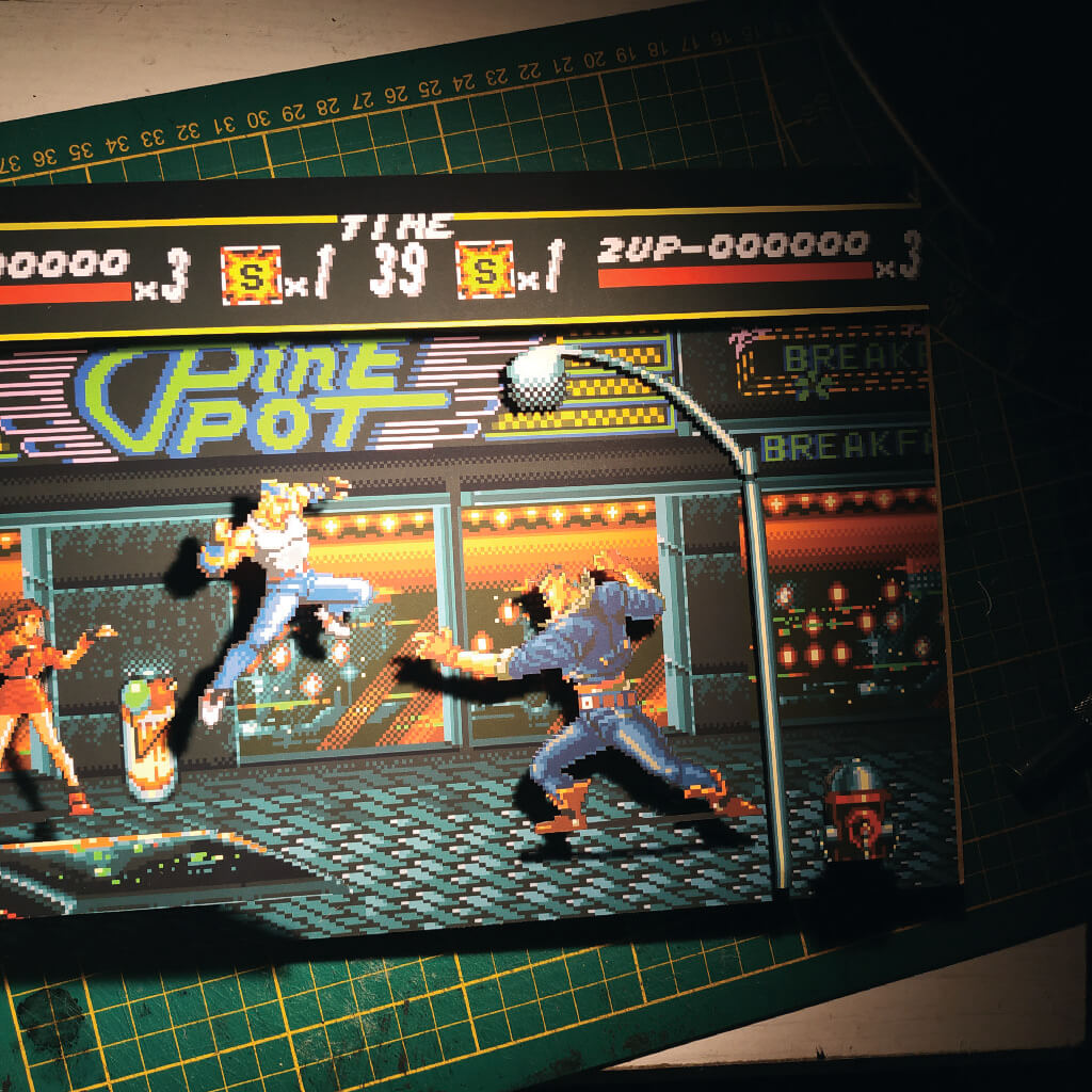 Dioramax - Cadre lumineux LED Street of Rage | Déco Gaming-room | Tableau lumineux | Affiche jeux vidéo | Idée cadeau gamer | Retro-gaming
