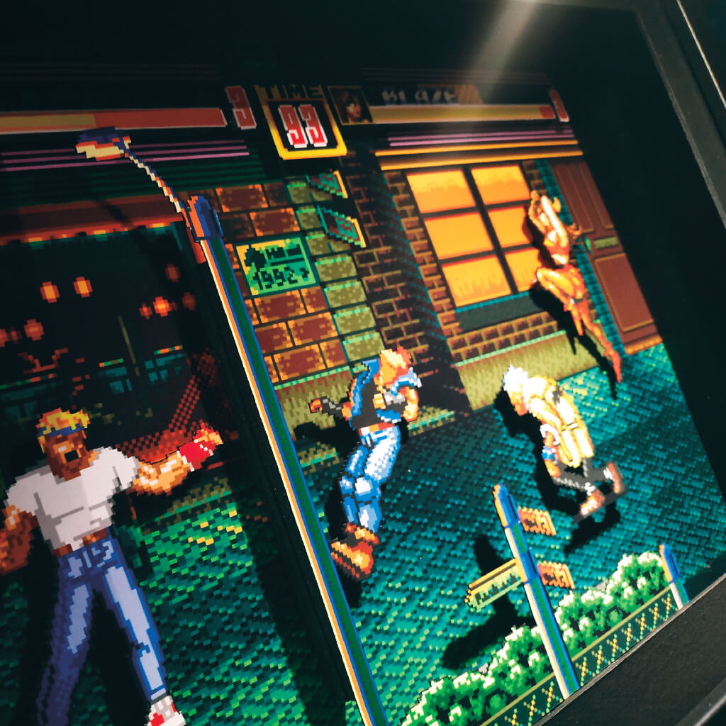 Dioramax - Cadre lumineux LED Street of rage 2 | Déco Gaming-room | Tableau lumineux | Affiche jeux vidéo | Idée cadeau gamer | Retro-gaming