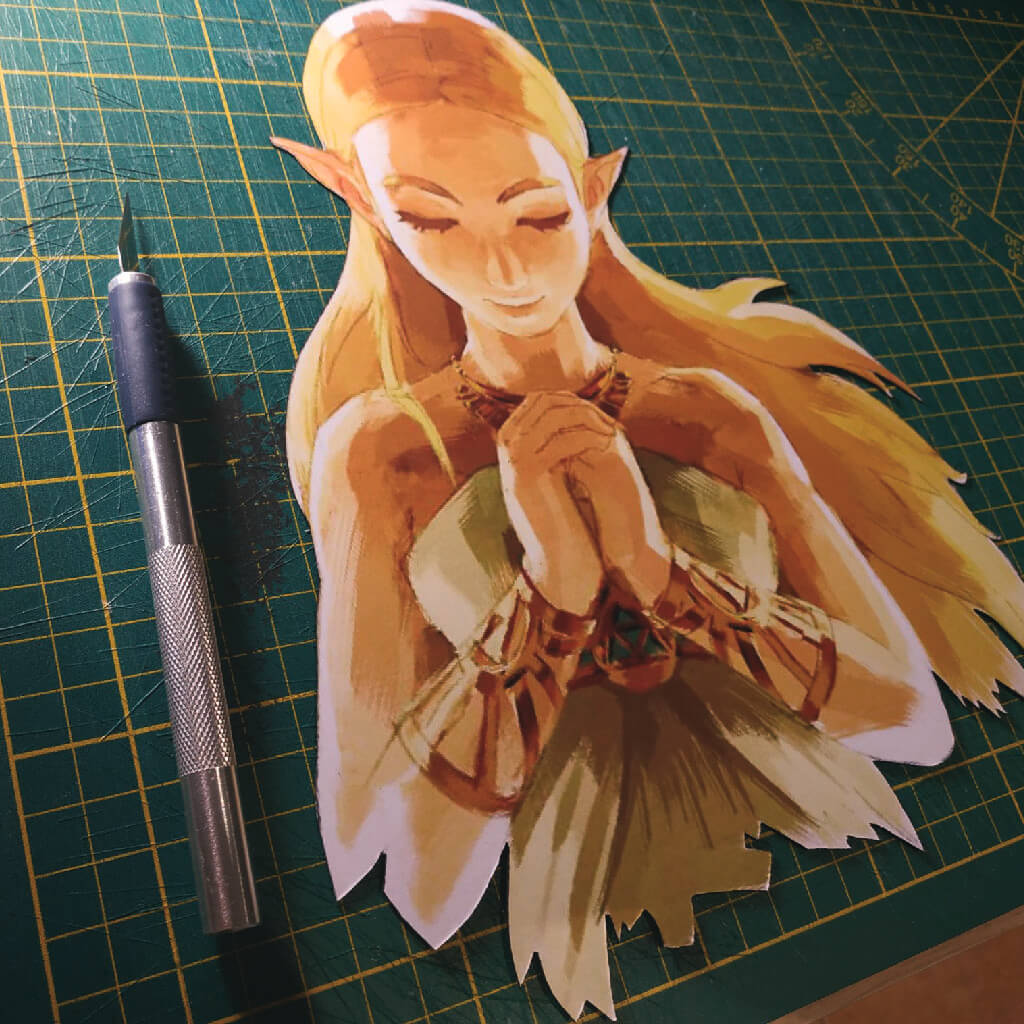 Dioramax - Cadre lumineux LED Zelda BOTW | Déco Gaming-room | Tableau lumineux | Affiche jeux vidéo | Idée cadeau gamer | Retro-gaming