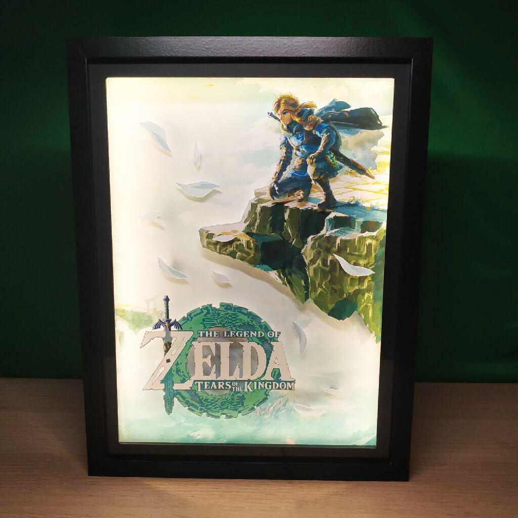 Dioramax - Cadre lumineux LED Zelda TOTK | Déco Gaming-room | Tableau lumineux | Affiche jeux vidéo | Idée cadeau gamer | Retro-gaming